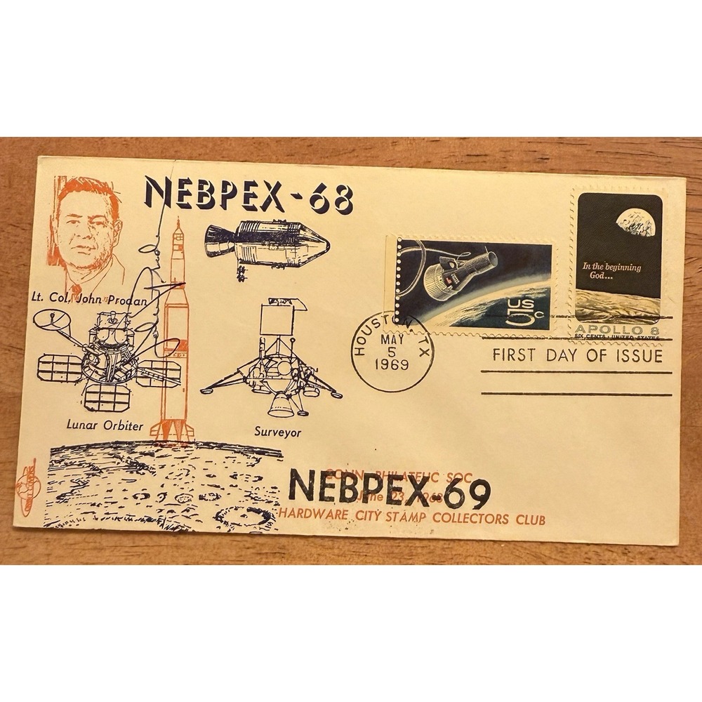 US SPACE COVER NEBPEX -1968/ NEBPEX 1969 SIGNED LT. COL. JOHN PRODAN Cover